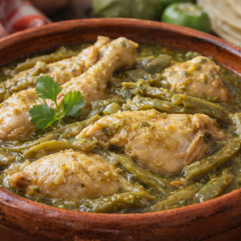 pollo en salsa verde con nopales receta mexicana casera