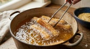 freir churros aceite caliente dorado textura crujiente