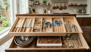 Organización de utensilios de cocina después de cocinar
